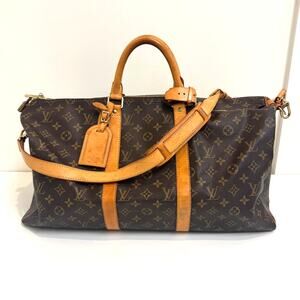 Louis Vuitton Monogram Brown Monogram Keepall 50 Duffle Bag Leather Bandoulière